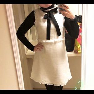 Shein white tweed dress with black bow